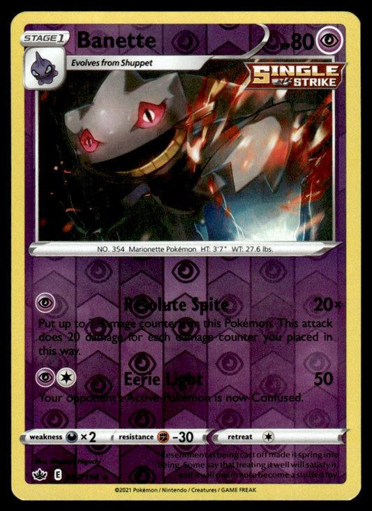 Banette 063/198 Reverse - Chilling Reign - Sword & Shield