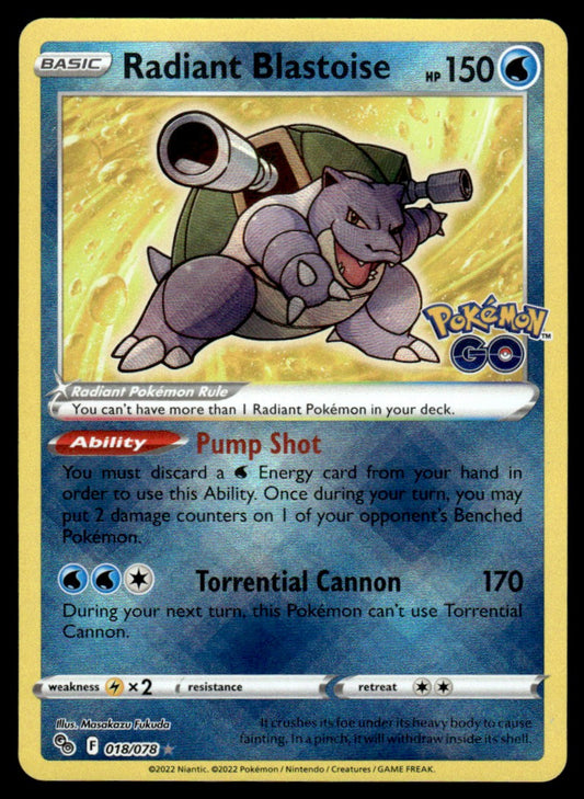 Radiant Blastoise 018/078 - Pokémon GO - Sword & Shield