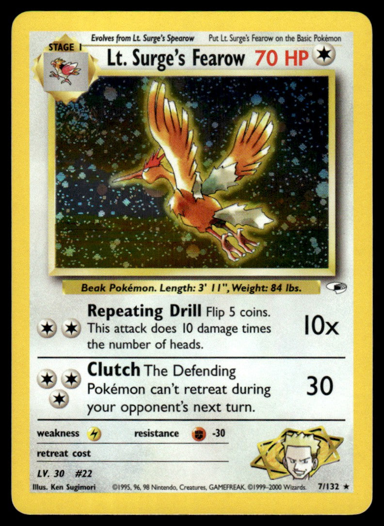 Lt. Surge’s Fearow Holo - NM - Gym Heroes