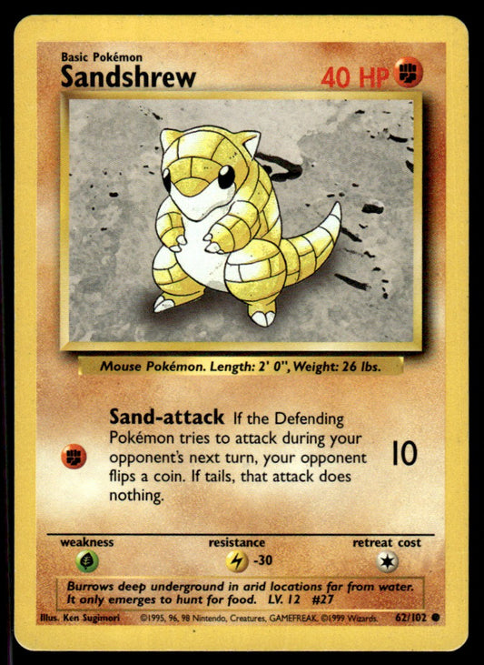 LP Sandshrew 62 No Holo - Base Set