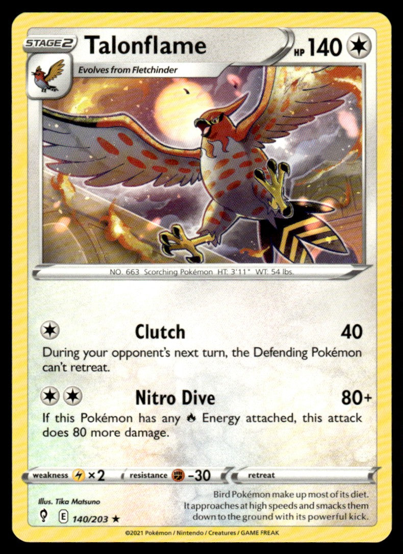 Talonflame 140/203 Rare - Evolving Skies - Sword & Shield