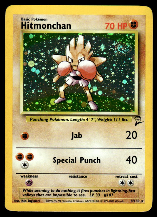 NM - Hitmonchan 8 - Holo - Base Set 2