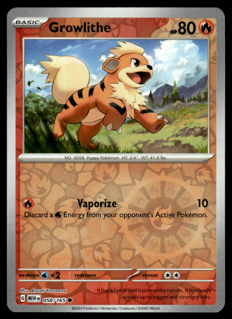 Growlithe 058/165 Reverse - Scarlet & Violet - 151 - Scarlet & Violet